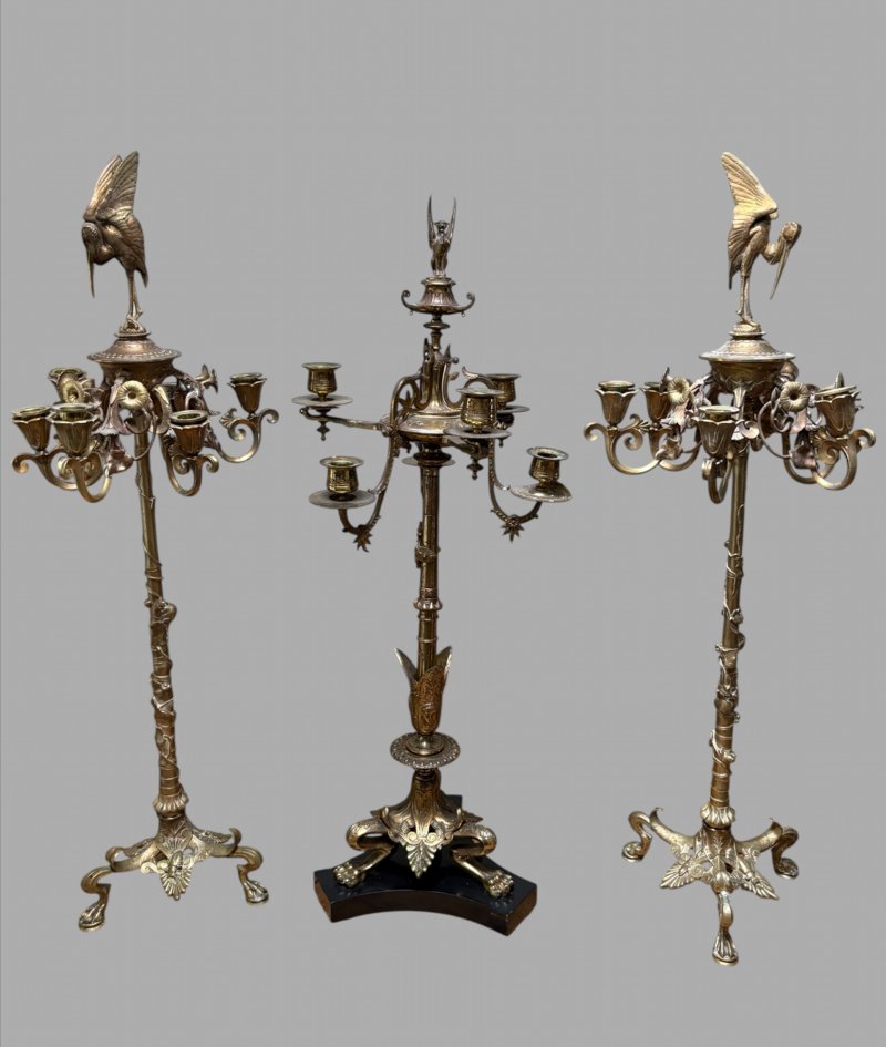 A Set of Fabulous Auguste Cain French Gilt bronze Candelabra